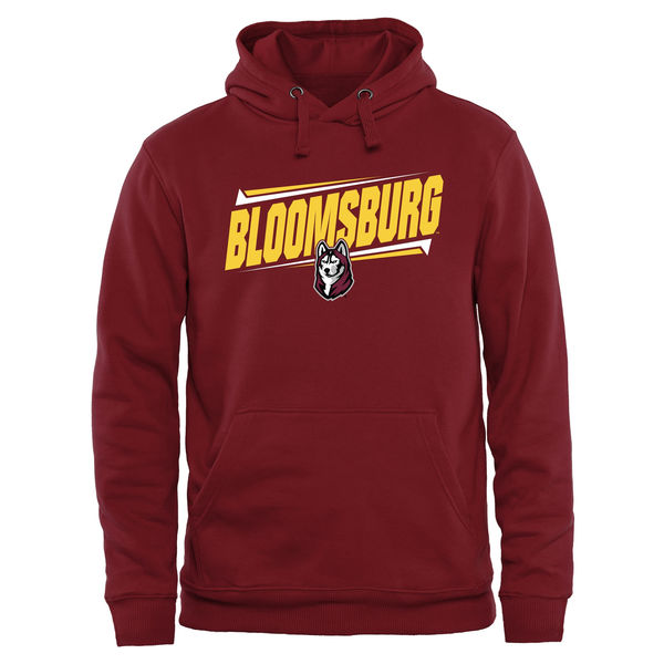 Men NCAA Bloomsburg Huskies Double Bar Pullover Hoodie Maroon